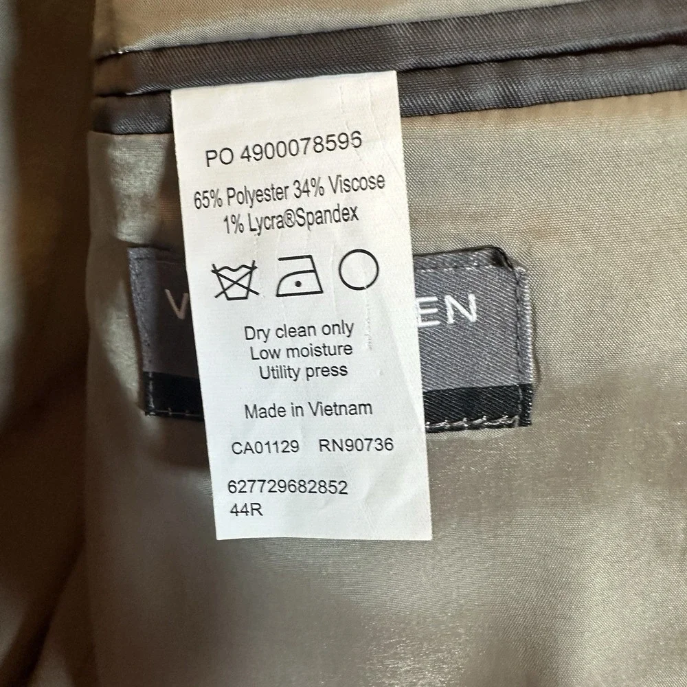 Van‎ Heusen Flex Slim 2 Button Jacket Blazer Mens 44 R Gray Black Striped EUC
